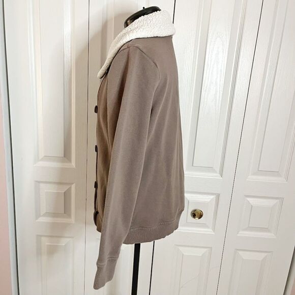 Gap Faux Sherpa Collar Aviator Pilot Biker Moto Double Breasted Button Jacket - Picture 2 of 16